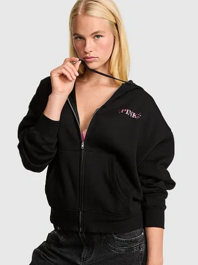 Pink Campus Fleece™ Full-zip Hoodie In Black