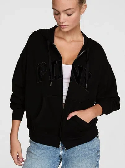Pink Campus Fleece™ Full-zip Hoodie In Black