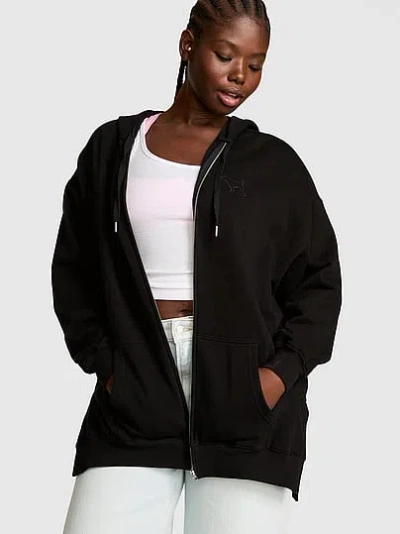 Pink Campus Fleece™ Full-zip Hoodie In Black