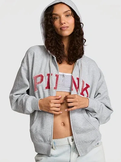 Pink Campus Fleece™ Full-zip Hoodie In Gray