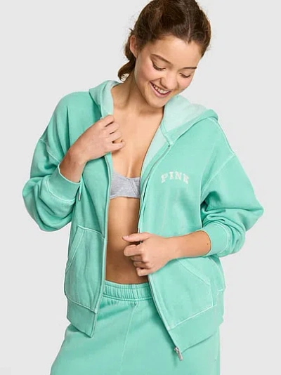 Pink Campus Fleece™ Full-zip Hoodie In Green