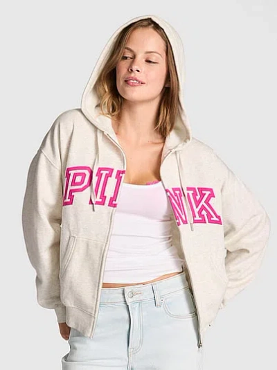 Pink Campus Fleece™ Full-zip Hoodie In White