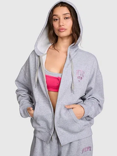 Pink Campus Fleece™ Full-zip Hoodie In Grey