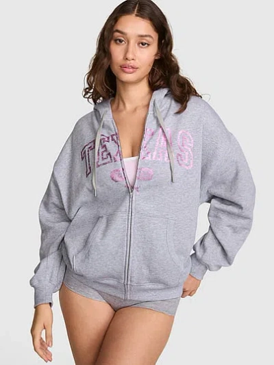 Pink Campus Fleece™ Full-zip Hoodie In Grey