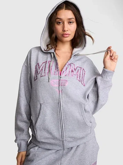 Pink Campus Fleece™ Full-zip Hoodie In Grey
