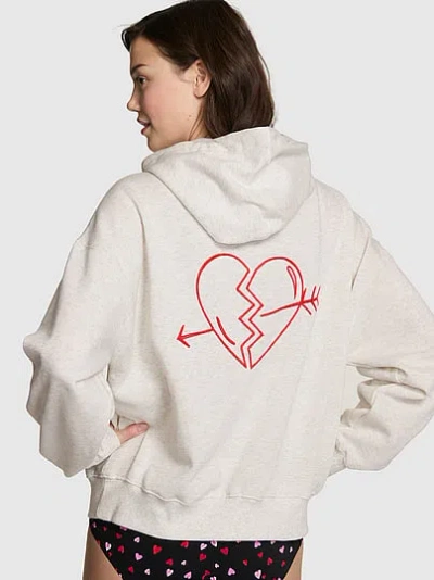 Pink Campus Fleece™ Half-zip Hoodie In White