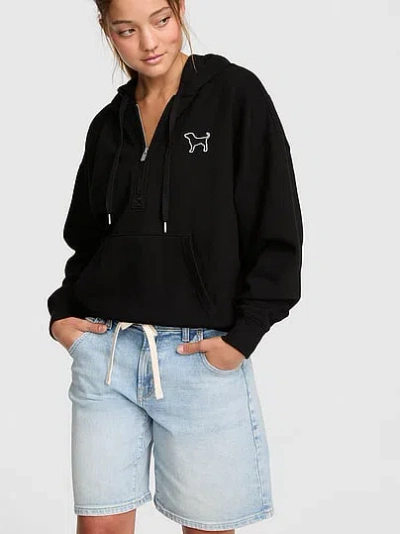 Pink Campus Fleece™ Half-zip Hoodie In Black