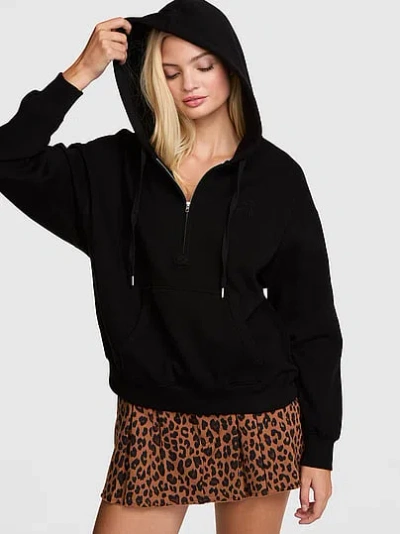 Pink Campus Fleece™ Half-zip Hoodie In Black