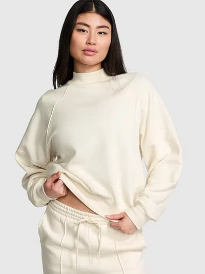 Pink Campus Fleece™ Mock-neck Sweatshirt In White