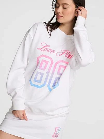 Pink Campus Fleece™ Oversized Crew Sweatshirt In White
