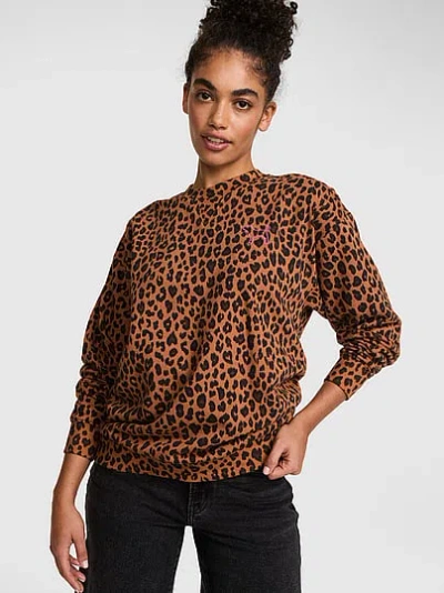 Pink Campus Fleece™ Oversized Crew Sweatshirt In Animal Print