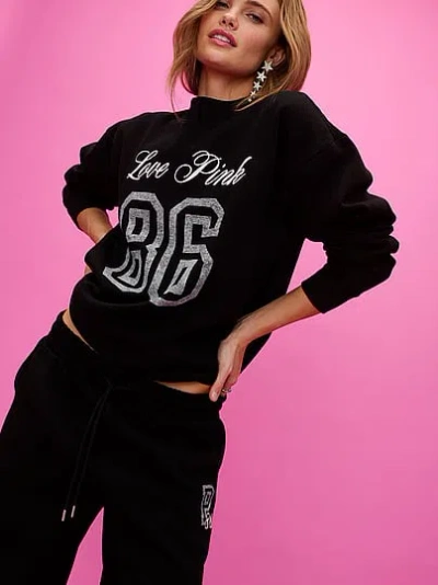 Pink Campus Fleece™ Oversized Crew Sweatshirt In Black