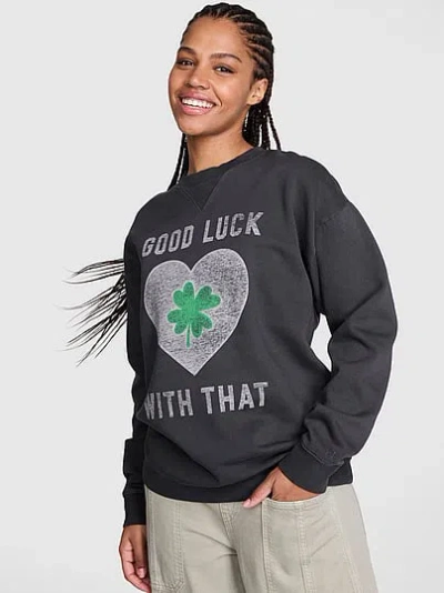 Pink Campus Fleece™ Oversized Crew Sweatshirt In Black