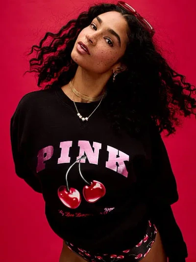 Pink Campus Fleece™ Oversized Crew Sweatshirt In Black