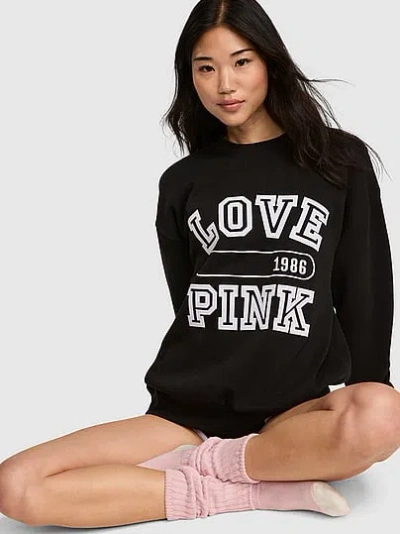 Pink Campus Fleece™ Oversized Crew Sweatshirt In Black