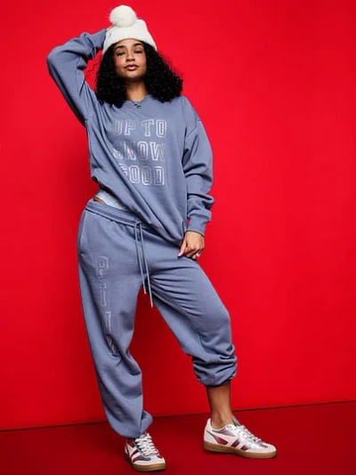 Pink Campus Fleece™ Oversized Crew Sweatshirt In Blue