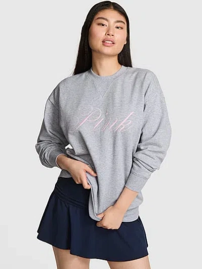 Pink Campus Fleece™ Oversized Crew Sweatshirt In Gray