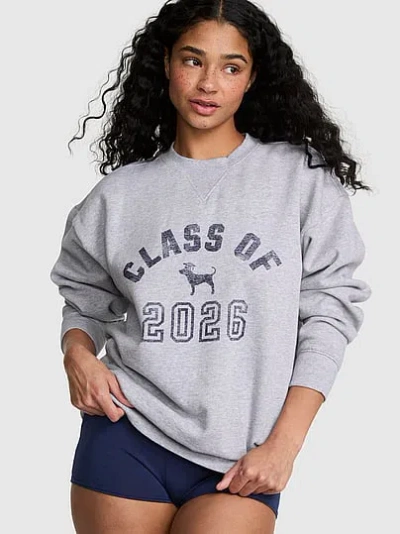 Pink Campus Fleece™ Oversized Crew Sweatshirt In Gray