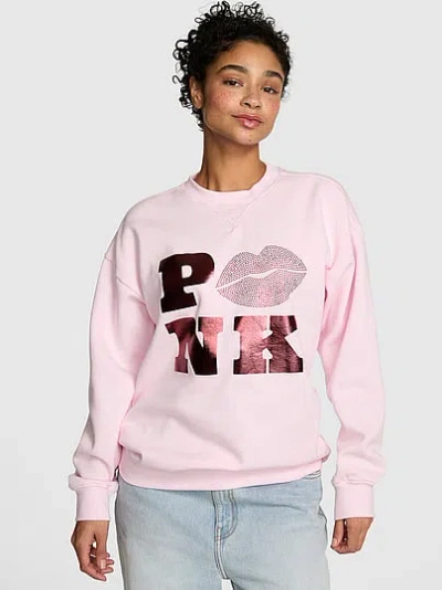 Pink Campus Fleece™ Oversized Crew Sweatshirt In White