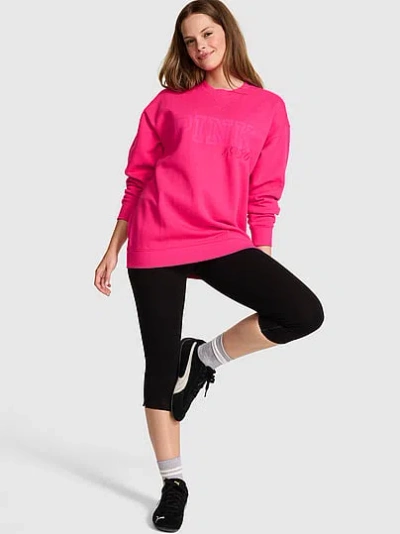 Pink Campus Fleece™ Oversized Crew Sweatshirt In Metallic