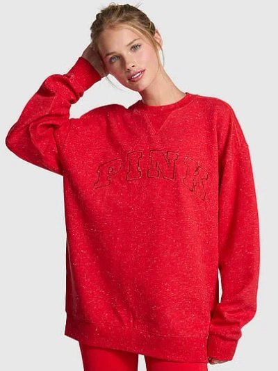 Pink Campus Fleece™ Oversized Crew Sweatshirt In Red
