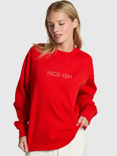 Pink Campus Fleece™ Oversized Crew Sweatshirt In Red