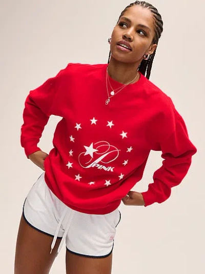 Pink Campus Fleece™ Oversized Crew Sweatshirt In Red