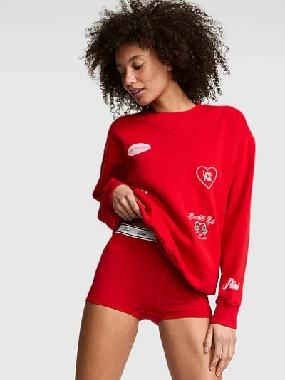 Pink Campus Fleece™ Oversized Crew Sweatshirt In Red