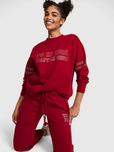 Pink Campus Fleece™ Oversized Crew Sweatshirt In Red