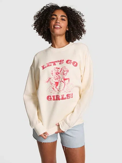 Pink Campus Fleece™ Oversized Crew Sweatshirt In Sand