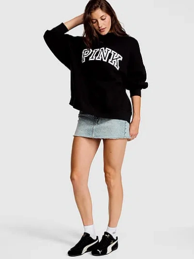 Pink Campus Fleece™ Oversized Mock-neck Sweatshirt In Black