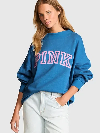 Pink Campus Fleece™ Oversized Mock-neck Sweatshirt In Blue