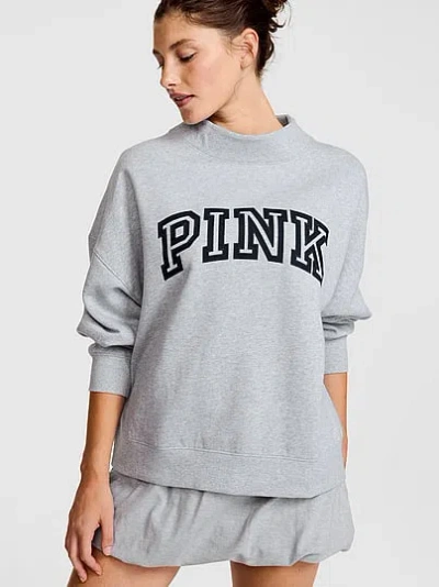 Pink Campus Fleece™ Oversized Mock-neck Sweatshirt In Gray