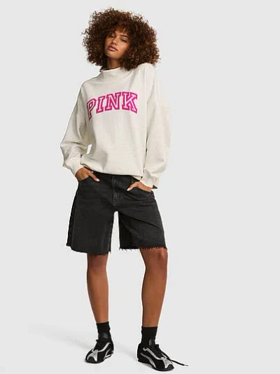 Pink Campus Fleece™ Oversized Mock-neck Sweatshirt In Gray