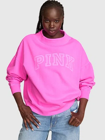 Pink Campus Fleece™ Oversized Mock-neck Sweatshirt In