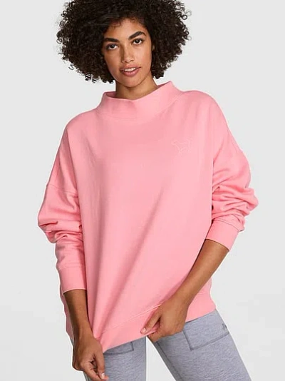 Pink Campus Fleece™ Oversized Mock-neck Sweatshirt In