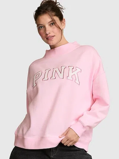 Pink Campus Fleece™ Oversized Mock-neck Sweatshirt In