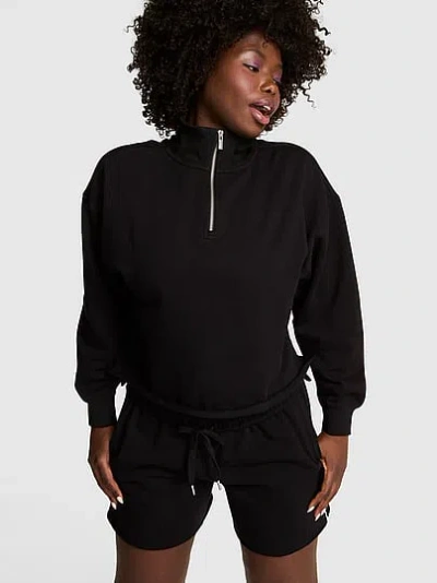 Pink Campus Fleece™ Quarter-zip Straight-cut Sweatshirt In Black