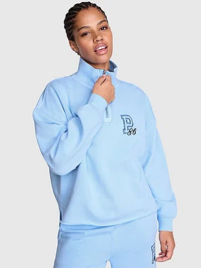 Pink Campus Fleece™ Quarter-zip Straight-cut Sweatshirt In Blue