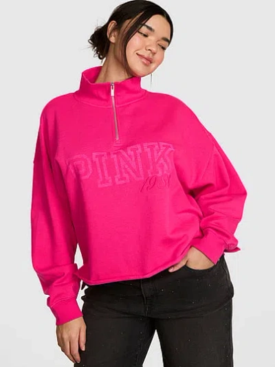 Pink Campus Fleece™ Quarter-zip Straight-cut Sweatshirt In