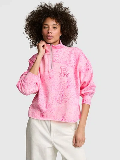 Pink Campus Fleece™ Quarter-zip Straight-cut Sweatshirt In