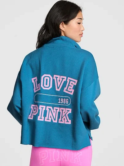 Pink Campus Fleece™ Quarter-zip Straight-cut Sweatshirt In Blue