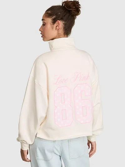 Pink Campus Fleece™ Quarter-zip Straight-cut Sweatshirt In Gray