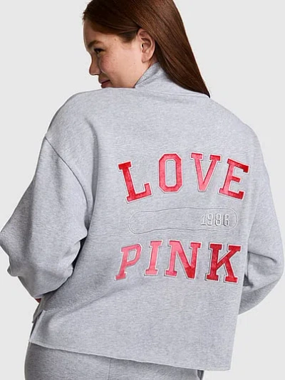 Pink Campus Fleece™ Quarter-zip Straight-cut Sweatshirt In Gray