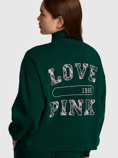Pink Campus Fleece™ Quarter-zip Straight-cut Sweatshirt In Green