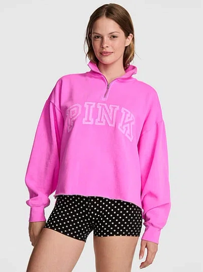 Pink Campus Fleece™ Quarter-zip Straight-cut Sweatshirt In
