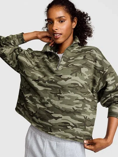 Pink Campus Fleece™ Quarter-zip Straight-cut Sweatshirt In Green