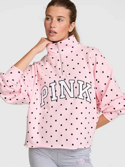 Pink Campus Fleece™ Quarter-zip Straight-cut Sweatshirt In Print