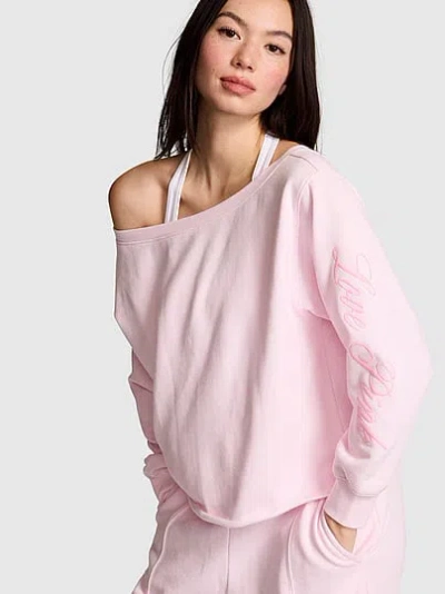 Pink Campus Fleece™ Rib Off-the-shoulder Sweatshirt In