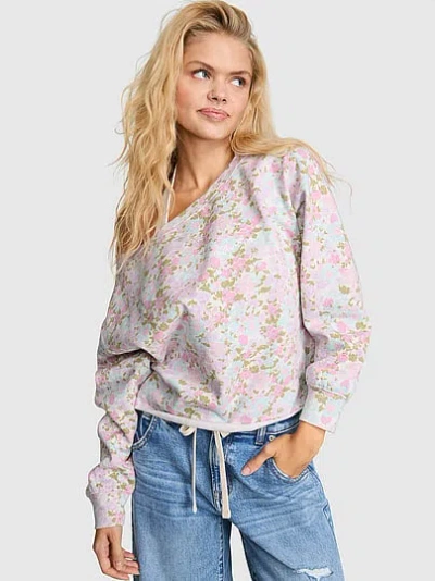 Pink Campus Fleece™ Rib Off-the-shoulder Sweatshirt In Multi